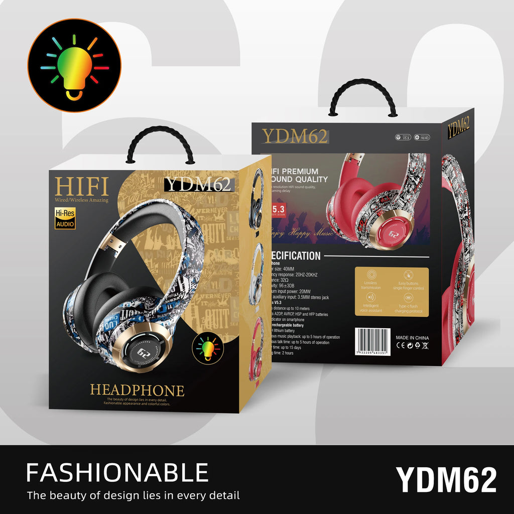 TWS Bluetooth 5.3 Headphones Hi-Res Audio Over Ear Wireless Headset Professional Studio Monitor DJ Headphones supports TF card