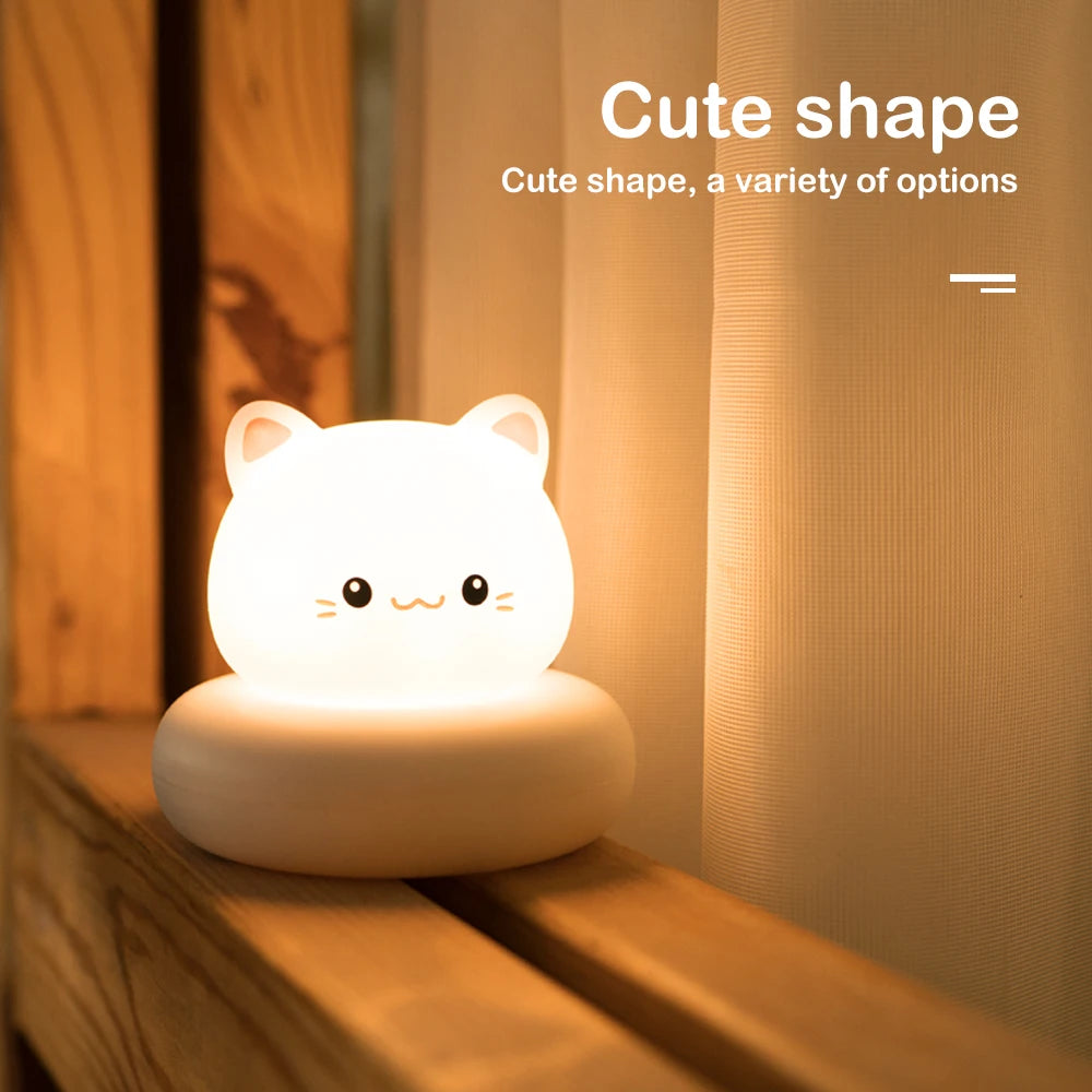 Cute Animal Night Light Novelty 3 Level Dimmable Nursery Nightlight USB Rechargeable Table Lamp for Breastfeeding Toddler Baby