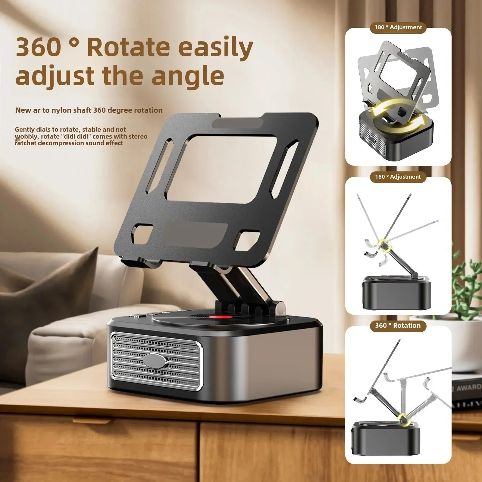 3-in-1 Bluetooth 5.3 Speaker with Tablet Holder Foldable Wireless Speaker Support Power Bank Charging For Video Meeting Live