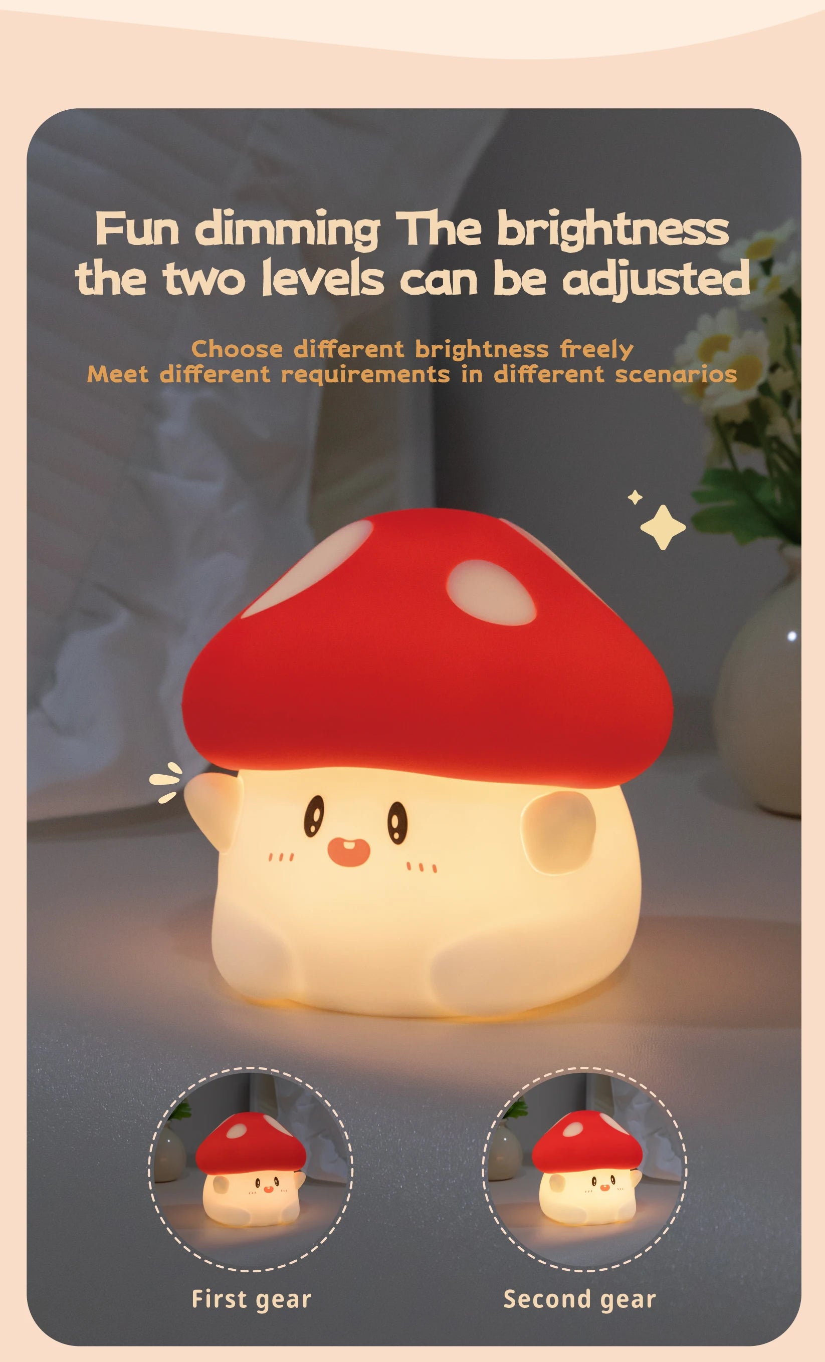 Mushroom Night Light LED Rechargeable USB Table Lamp Desk Room Decoration Baby Nursery Kids Birthday Gift Animal Pumpkin Lantern