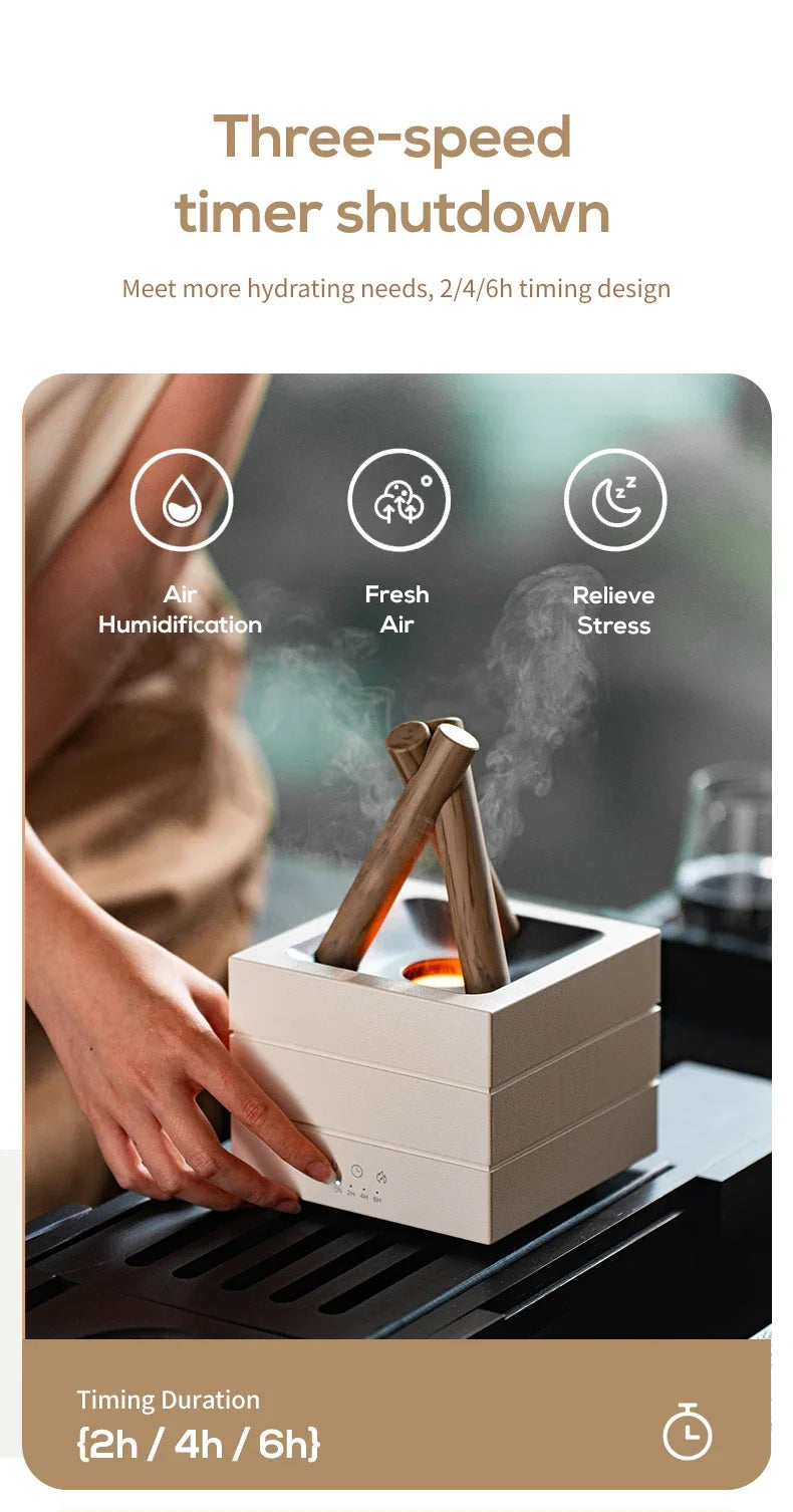 280ml Flame Aroma Diffuser USB Air Humidifier Colorful Atmosphere Light and Remote Control Bonfire Essential Oil Aroma Diffuser