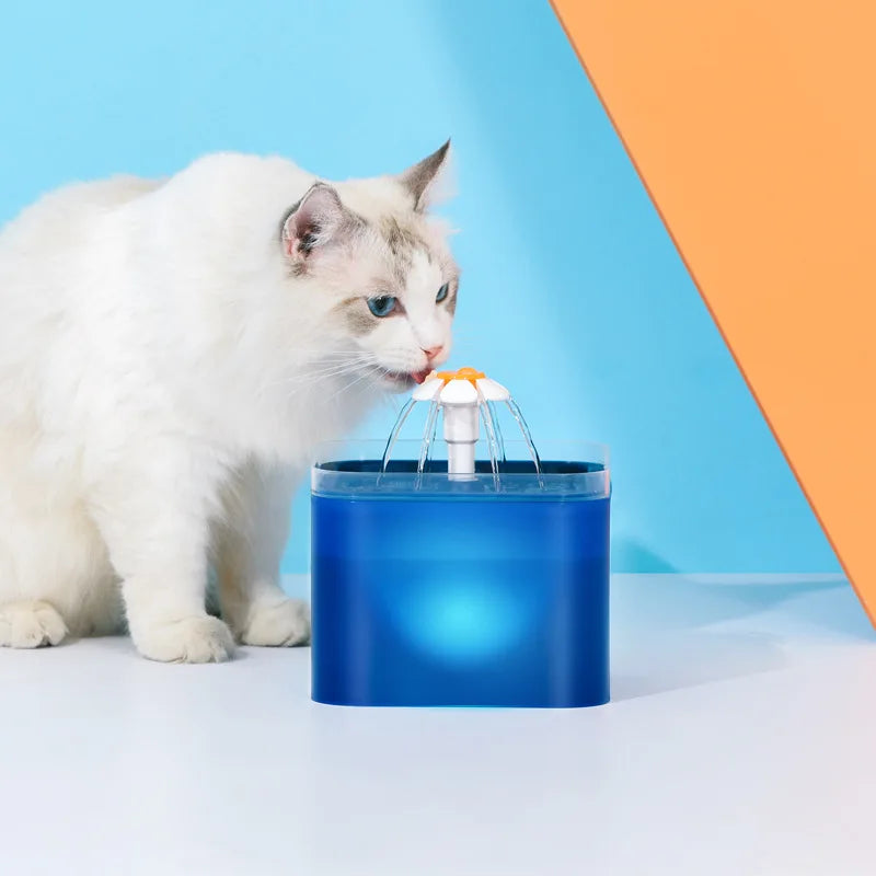 2L Automatic Cats and Dogs Water Fountain with LED Lighting USB Pet Water Dispenser with Recirculate Filtring for Pet Feeder