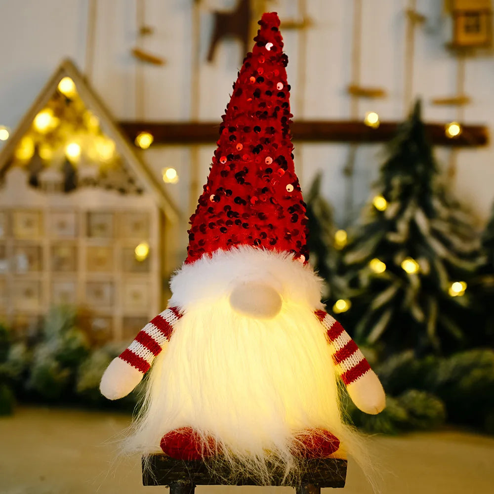 2025 Christmas Gift Gnome Doll Couple Led Night Light Sledge Elf Ski Home Xmas Decoration for 2026 New Year Valentine Gift