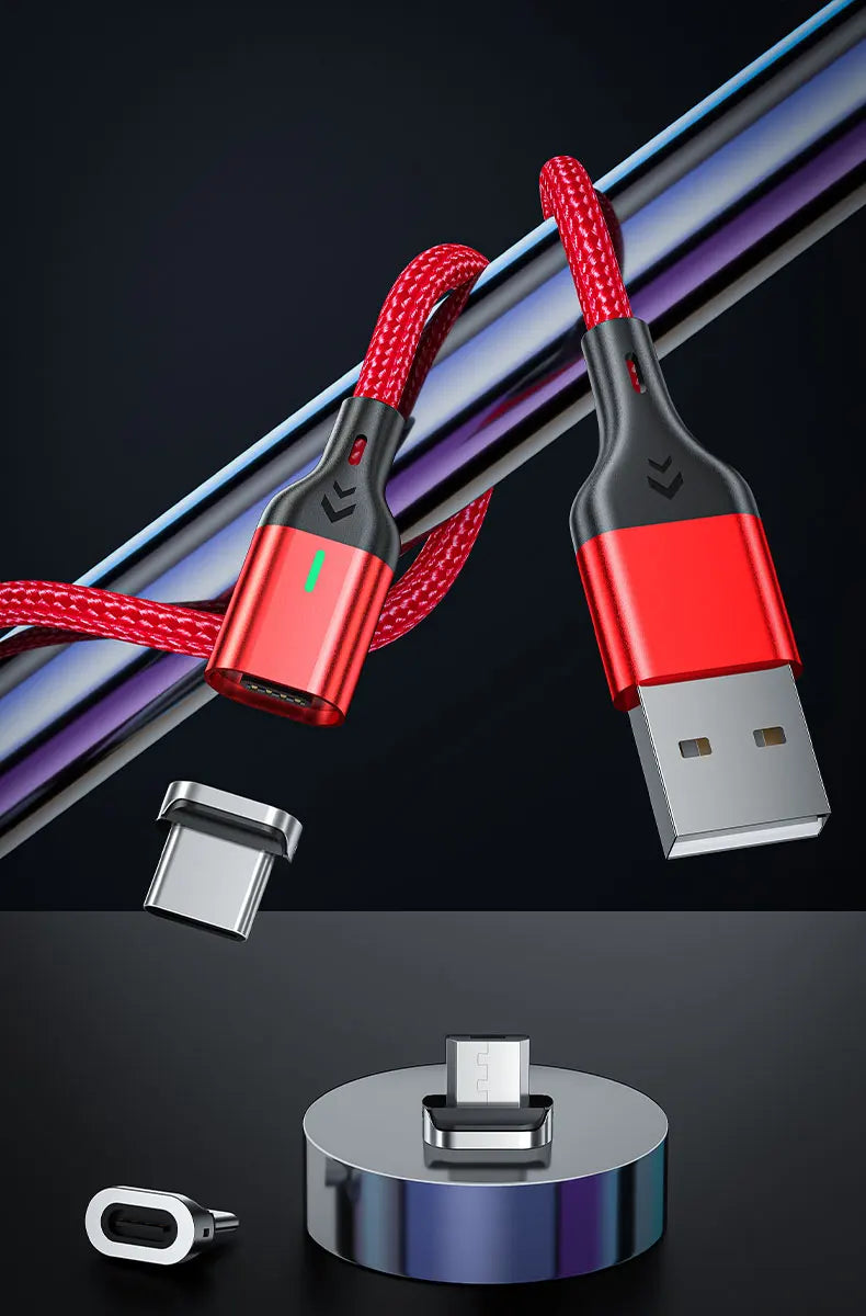 AUFU Magnetic Charge Cable 3A Fast Charging USB Type C Cable Magnet Micro USB Data Charging Wire Mobile Phone for iPhone Xiaomi