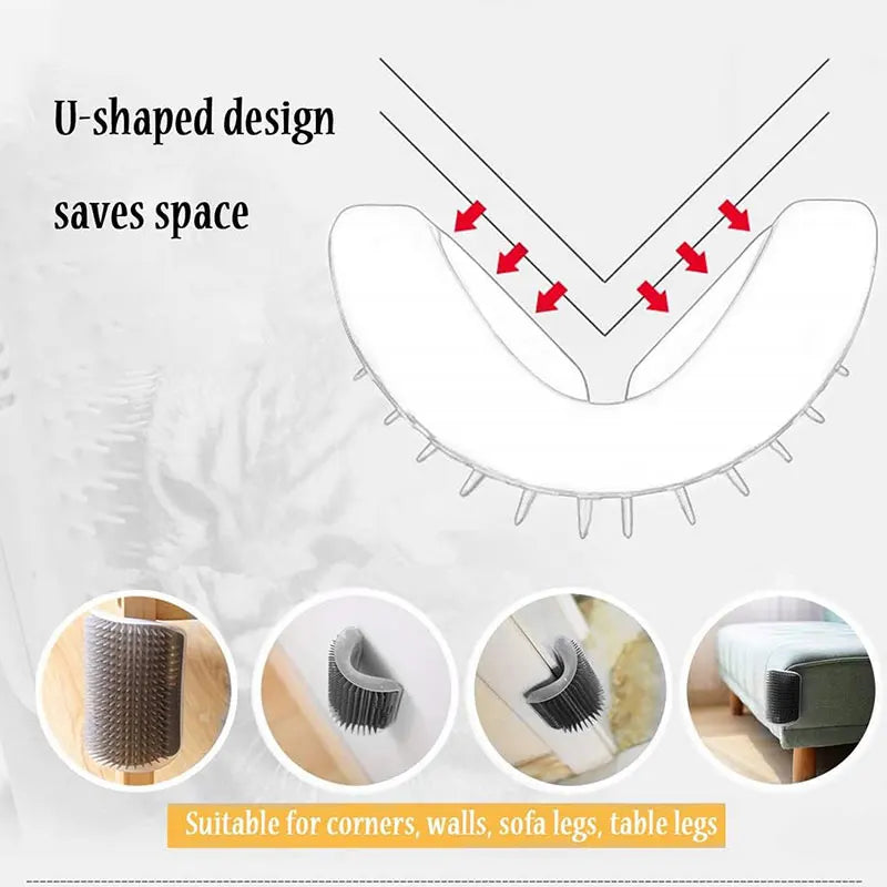 Cat Self Groomer Brush Wall Corner Soft Grooming Scratcher and Brush for Short Long Fur Cats Softer Massage Toy pet products