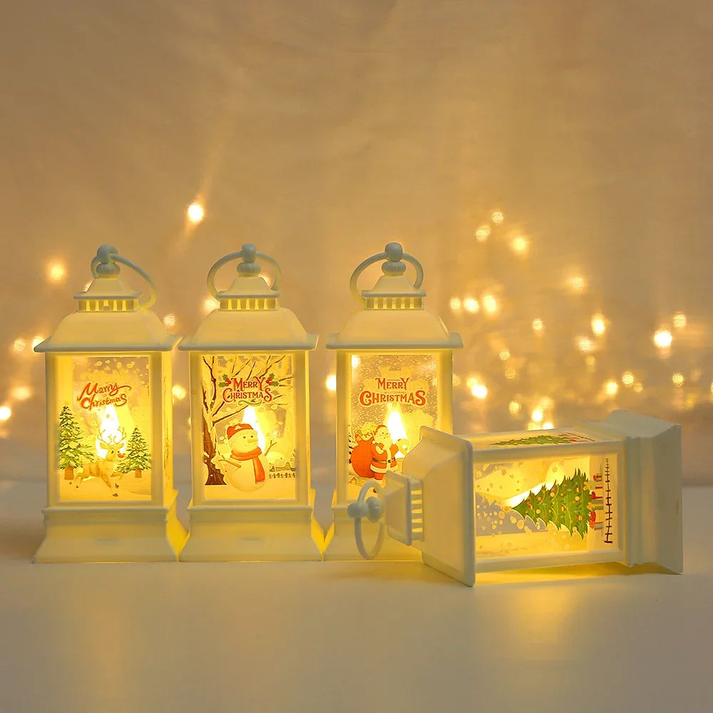 LED Night Lights Vintage Portable Oil Lamp Battery Powered Home Hanging Lanterns Child New Year Gift Christmas Party Decoration