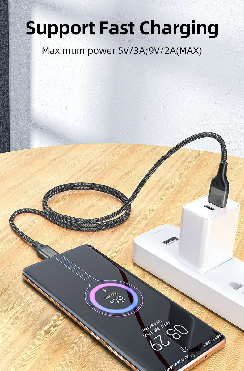 AUFU Magnetic Charge Cable 3A Fast Charging USB Type C Cable Magnet Micro USB Data Charging Wire Mobile Phone for iPhone Xiaomi