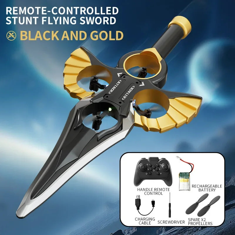 RC Flying Sword Glider Drone with Hand Wave & Controller Mode, 3-Speed Stunt Plane for Kids,Teens & Adults,LED Lights,Aerial Fun