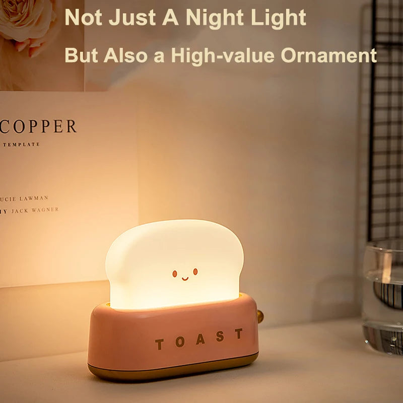 Bread Toast Table Light Toaster Nightlight Creative USB Rechargeable Led Lamp Decor Holiday Baby Bedroom For Birthday Gift