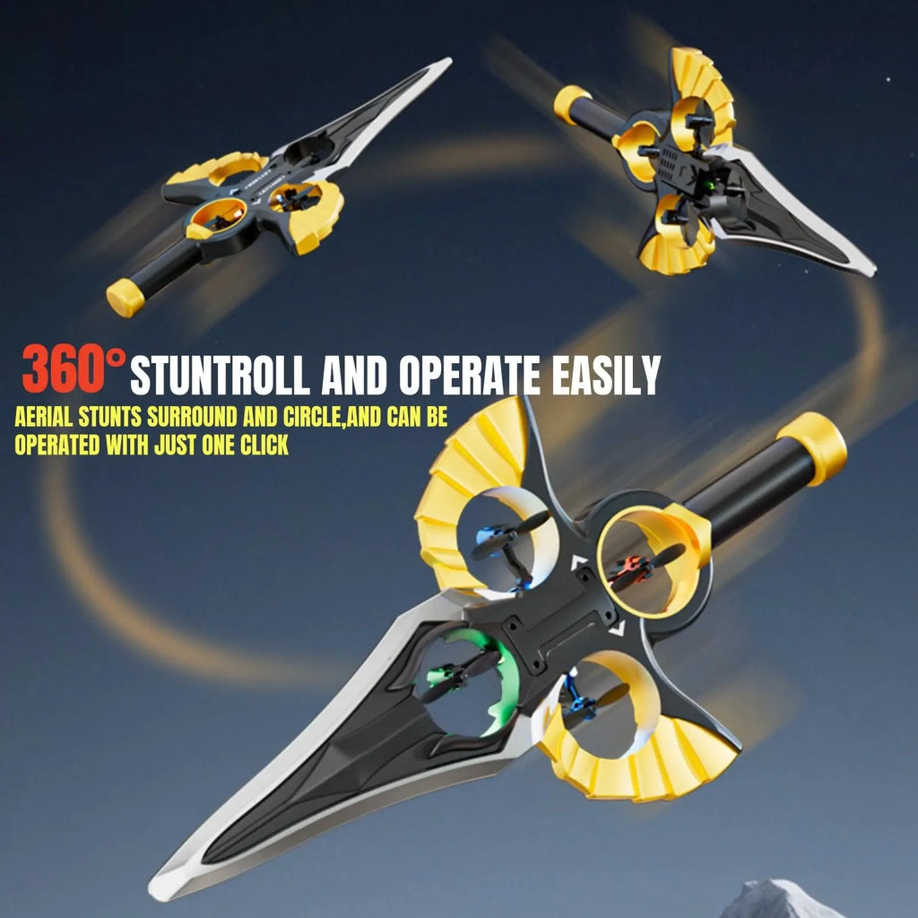 RC Flying Sword Glider Drone with Hand Wave & Controller Mode, 3-Speed Stunt Plane for Kids,Teens & Adults,LED Lights,Aerial Fun