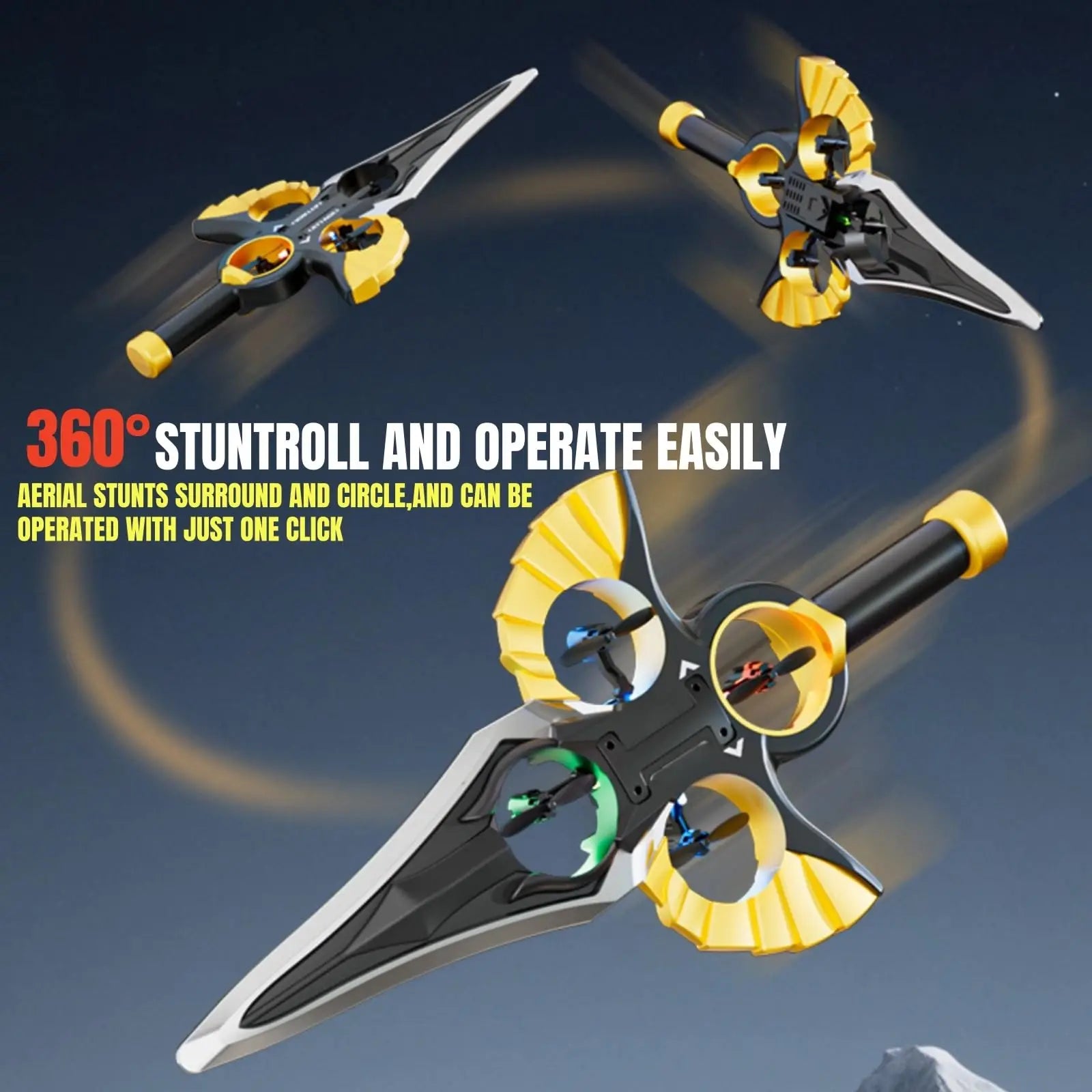 RC Flying Sword Glider Drone with Hand Wave & Controller Mode, 3-Speed Stunt Plane for Kids,Teens & Adults,LED Lights,Aerial Fun