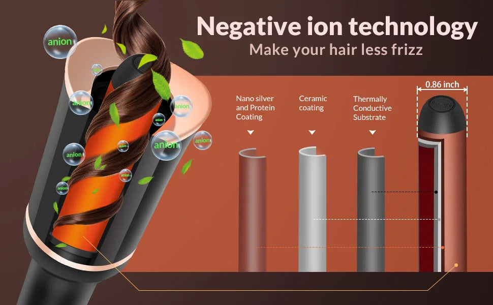 Automatic Curling Iron Electric Automatically Curly Tongs Hair Curler Machine Portable Professional Auto Rotating Wand Curl