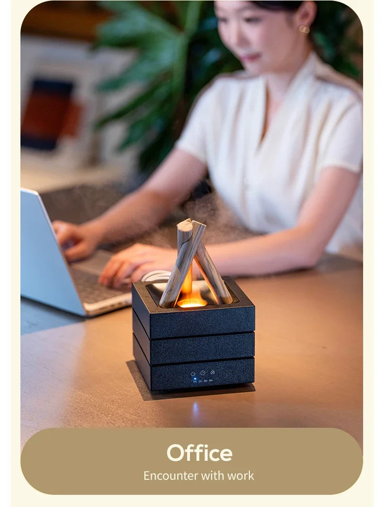 280ml Flame Aroma Diffuser USB Air Humidifier Colorful Atmosphere Light and Remote Control Bonfire Essential Oil Aroma Diffuser