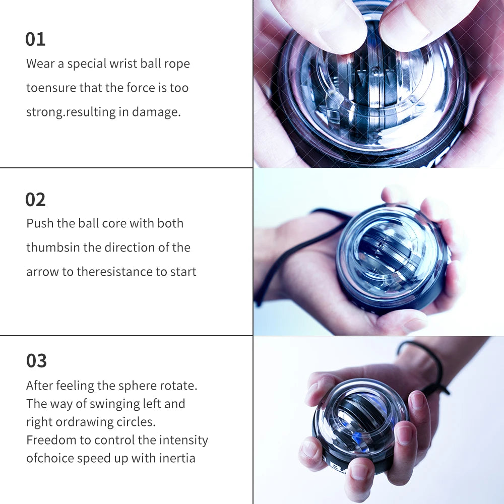 Wrist Ball Auto-Start Power Trainer Ball Wrist Strengthener Gyroscope Forearm Fitness Exerciser Power Gyro Ball Hand Trainer