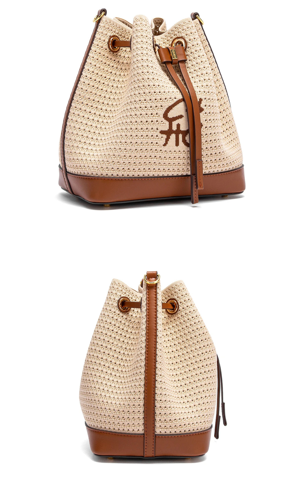 Women's Bucket Bag Vacation Style Women's Shoulder BagSpring New Fabric Splicing Design Handbag
