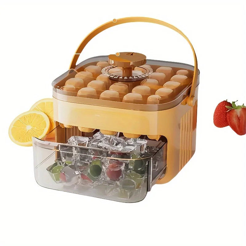 50 Grid Handheld Press Type Ice Cube Mold (no Power Required) Double-layer Design, Essential Kitchen Tool for Refrigerators