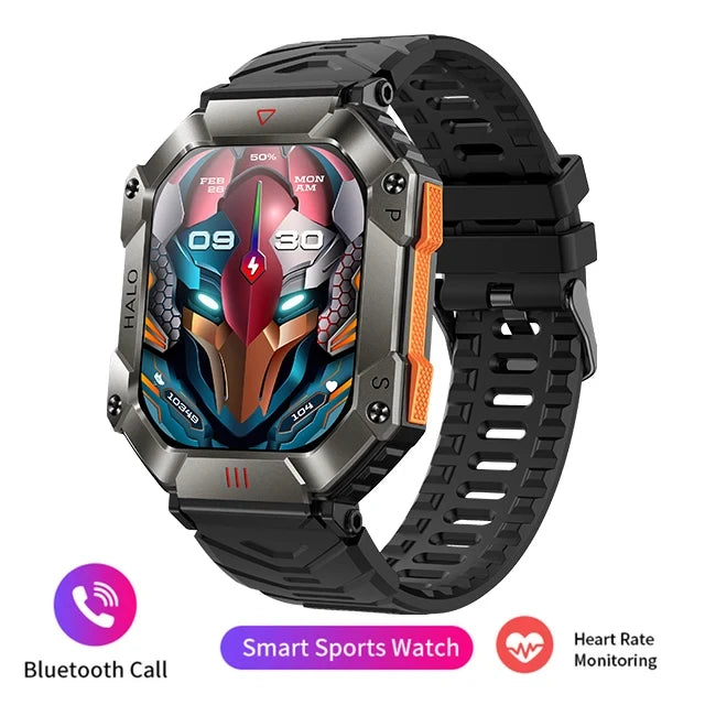 GEJIAN GPS Military Smart Watch Men For Android IOS Ftiness Watches Ip68 Waterproof 2.0'AI Voice Bluetooth Call Smart Watch