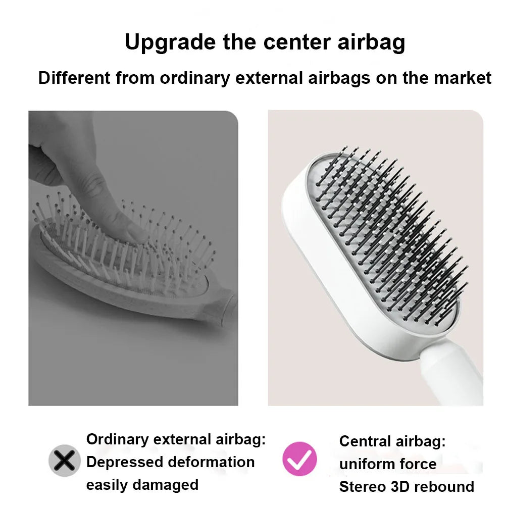 Central Airbag Hair Comb Self Cleaning Detangling Hair Brush For  Women Smooth Anti-Static Scalp Massage Hairbrush Dropshipping