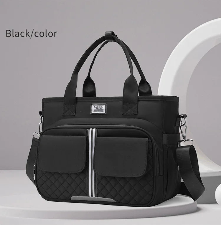 Multifunctional Insulated Picnic Bag Reusable Colorful  large capacity lunch bag with double pockets, portable lunch bag