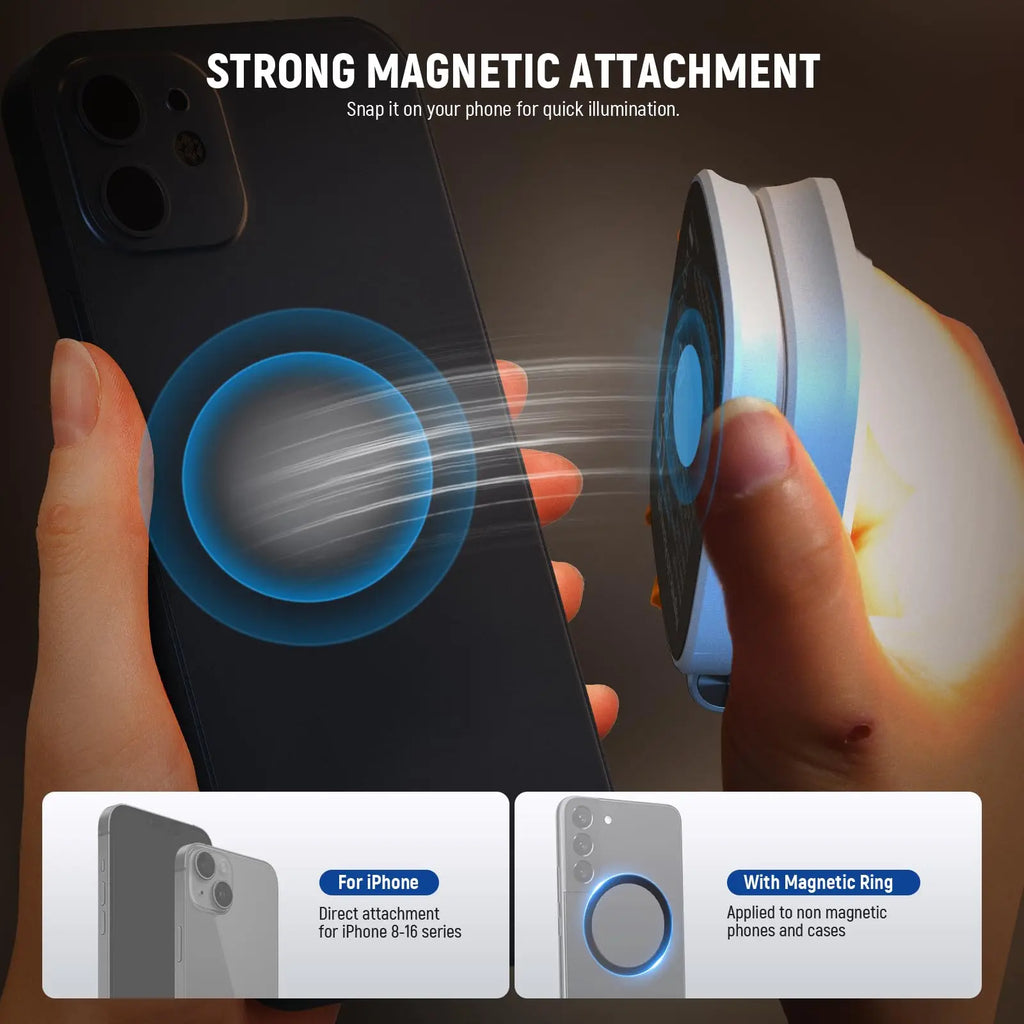 NEEWER BASICS Magnetic Selfie Light For MagSafe iPhone,CRI95 700lx/0.3 Folding LED Phone Fill Ring Lighting with Mirror for Make