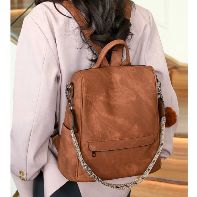 Womens Purse Leather Backpack Purse for Women Fashion Backpack Ladies Designer Ladies Shoulder Bags for Travel College Work