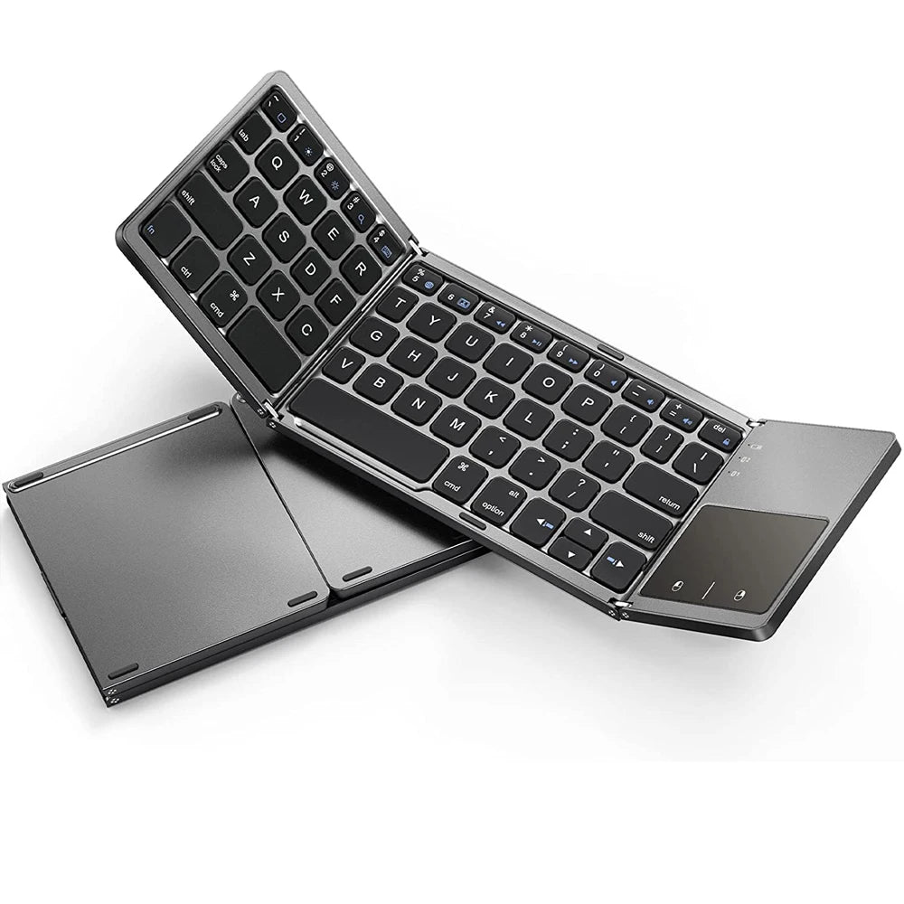 Portable Mini Three Folding Wireless Bluetooth Keyboard Foldable Touchpad Keypad for IOS Android Windows ipad Tablet Laptop