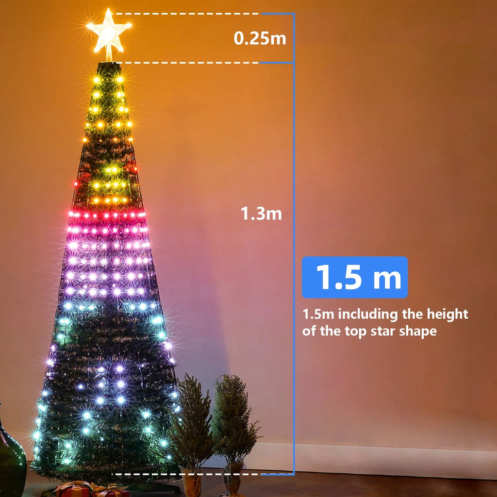 Christmas Tree Star Lights Smart RGB Christmas Light with Remote Timer Music Sync Bluetooth App Controlled Holiday Lighting
