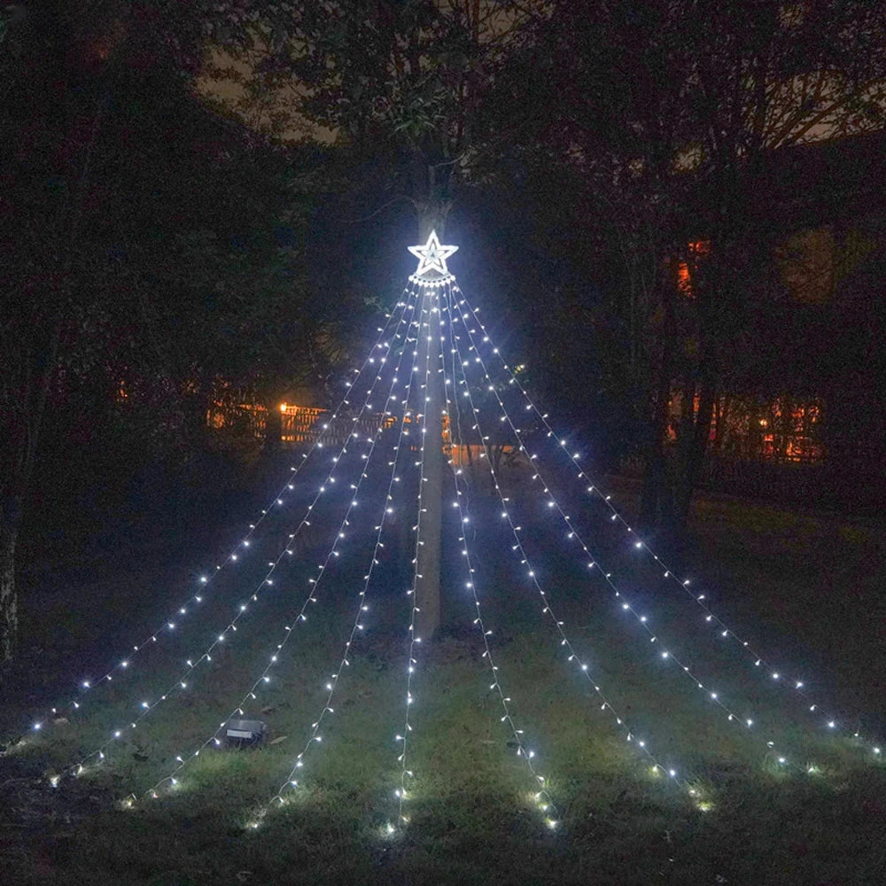 Christmas Decorations Waterfall Solar Lights 350 LED 8 Modes Tree Light Gift Patio Lights Outdoor Decor Tree Wedding Yard Porch