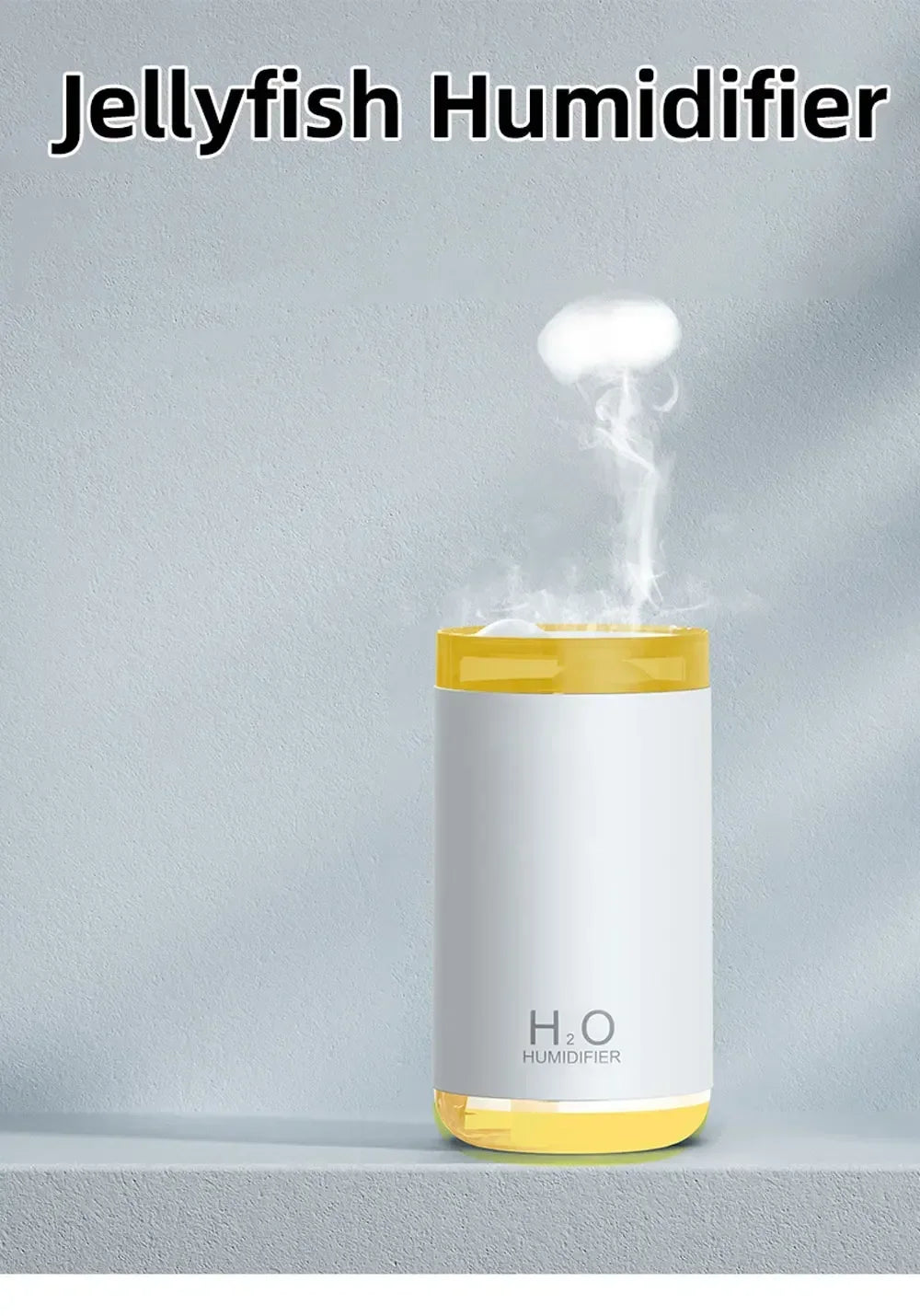 250ml New Creative Smoke Ring Air Humidification USB Mini Jellyfish Humidifier Protable Car Mist Spray Diffuser Night Light Home