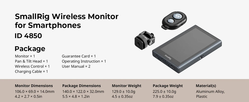SmallRig Phone Monitor Screen with Wireless Control, Video Monitor w Cold Shoe Real-Time Screen Sharing for iPhone 17for MagSafe