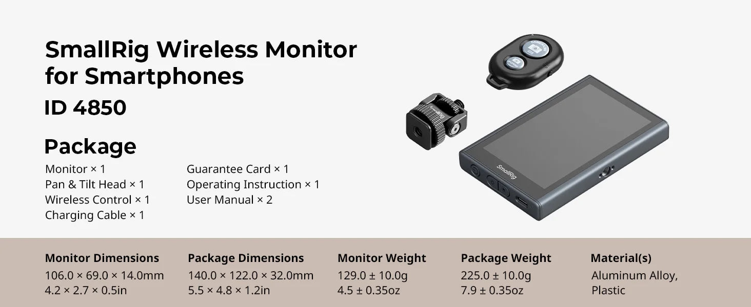 SmallRig Phone Monitor Screen with Wireless Control, Video Monitor w Cold Shoe Real-Time Screen Sharing for iPhone 17for MagSafe