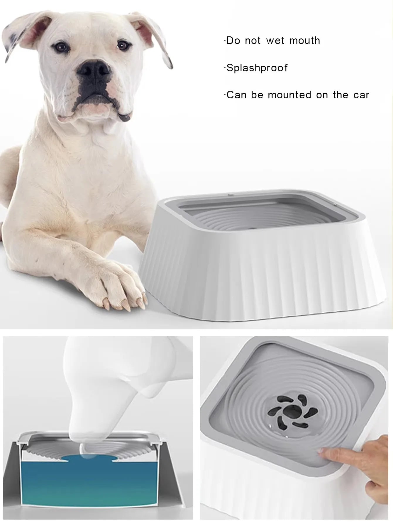 Pet filter bowl, non-wet mouth pet bowl, floating, suspended, anti-knock over, cat and dog drinking water pet bowl