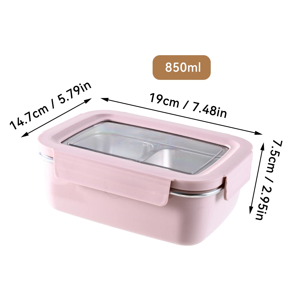 Microwave 304 Stainless Steel Compartment Lunch Box Stackable Leak-proof Student Bento Box Food Container For Cold And Hot Food