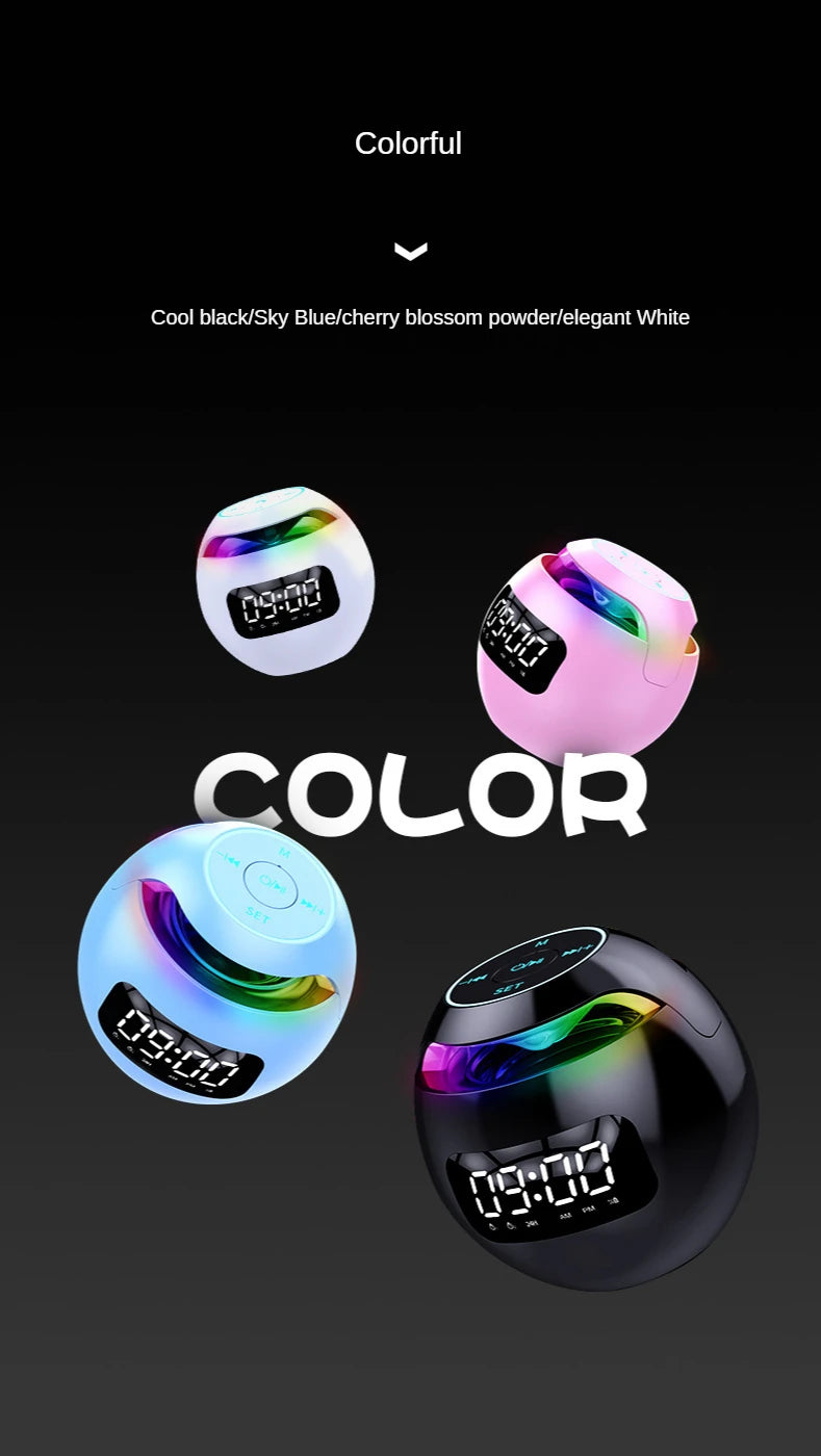 G90 New Clock Colorful Bluetooth Speaker Mini Portable Household Ball Card Lock and Load Spray Bluetooth Speaker