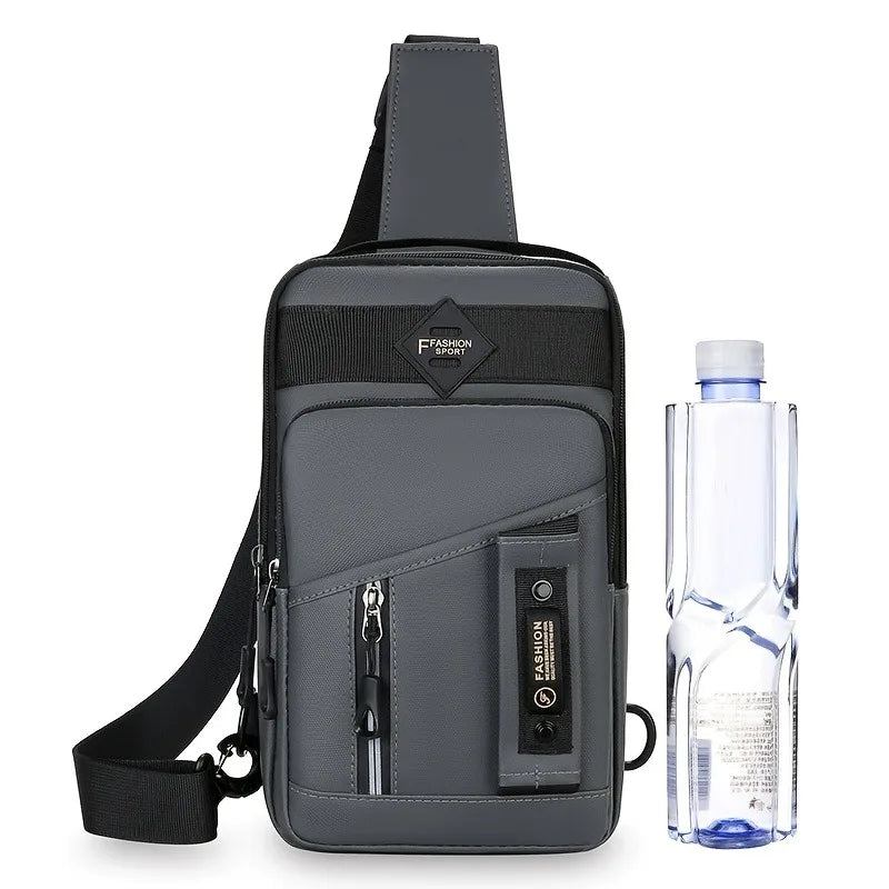 Men's Outdoor Chest Bag - Stylish Nylon Crossbody Bag, Casual Multi-Functional Sports Sling ,Multiple Compartments