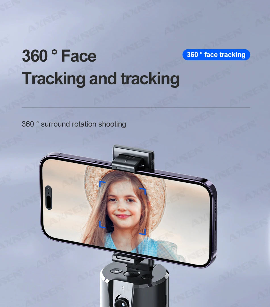 P02 360 Rotation Gimbal Stabilizer, Follow-up Selfie Desktop Face Tracking Gimbal for Tiktok Smartphone Live,with Remote Shutter