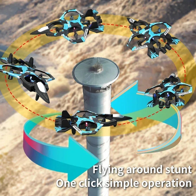 2025 New Fighter Quadcopter Drone Stunt Light RC Aircraft Four Channel Hovering Alta Altitude Rolling Special Effect