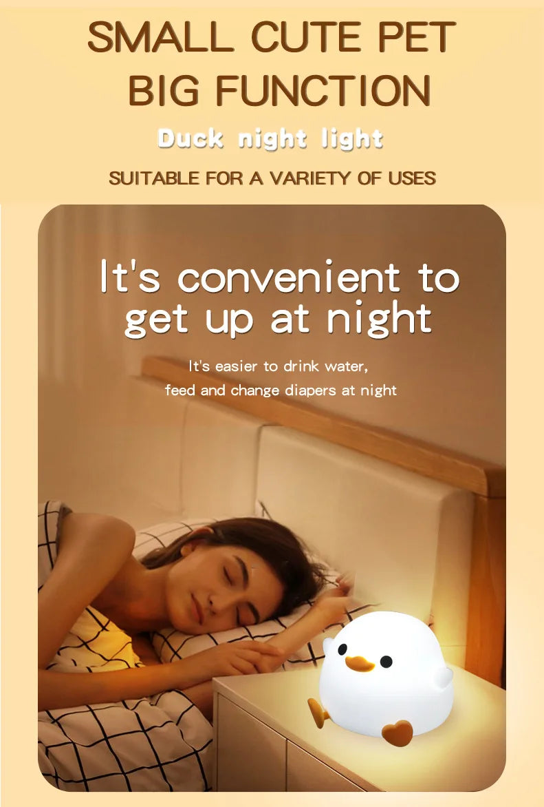 DoDo Duck Silicone LED Bedside Lamp Night Light Cute Duck Dimmable Nursery Nightlight Rechargeable Baby Bedrooms Decoration