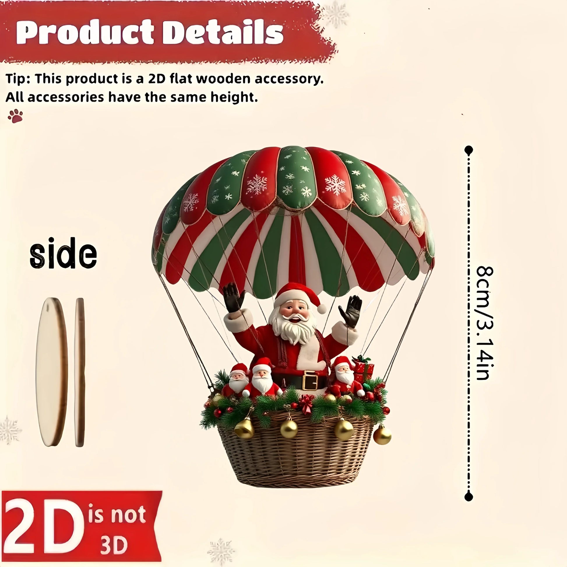 10Pcs Christmas Hanging Ornaments 2025-2026 Santa Hot Air Balloon Acrylic Decor for Indoor Wall Home Xmas Party Decoration