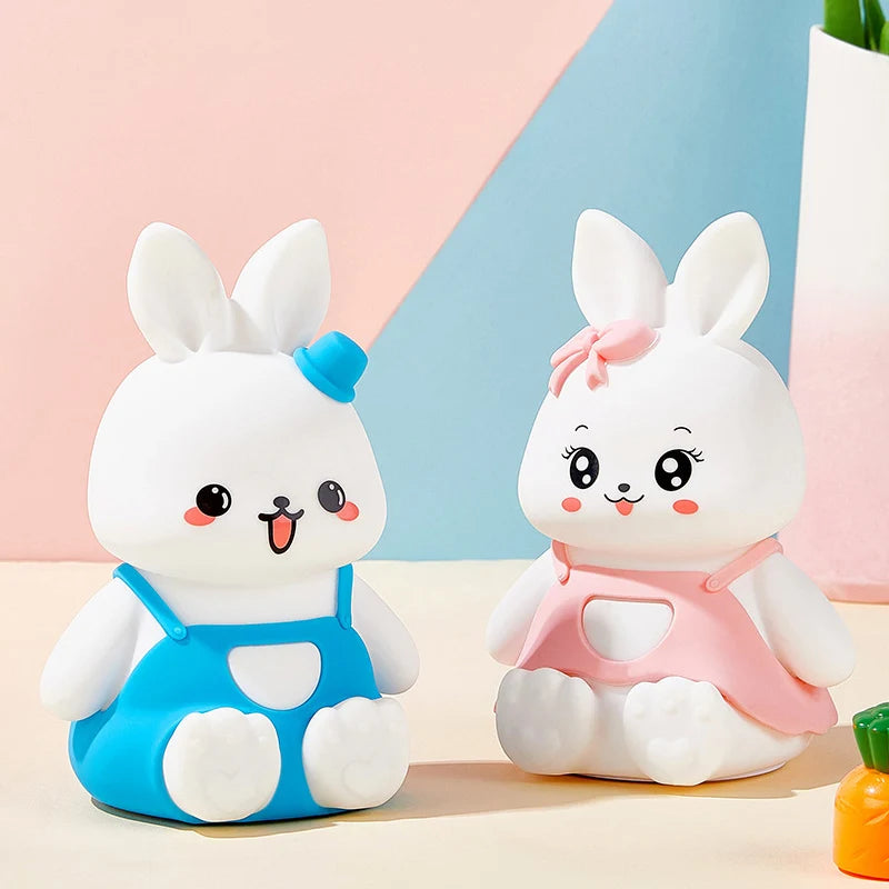 Cute Kids Night Lights 5 Colour Changing LED Silicone Rabbit Lamp with Battery, for Nursery Children Baby Camping Home Decor