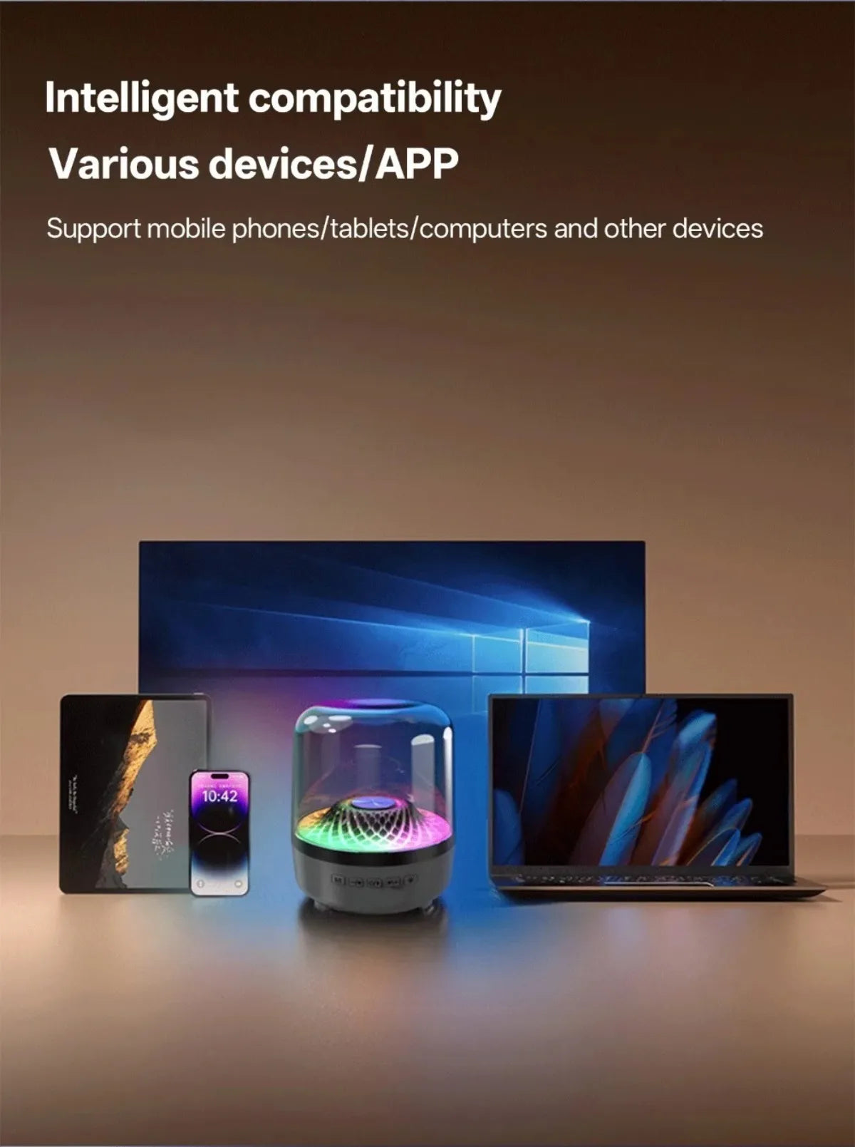 Glaze 5 Subwoofer Bluetooth 5.3 Audio Breathing Lamp Speakers Hi-Fi Acoustic Wireless Soundbar Portable Speaker for Home Theater