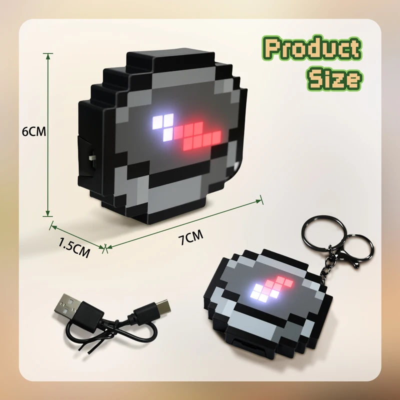 Rechargeable Compass Pixel Wind Peripheral design Toy trinket Use Movable Compass  Keychain Pendant Real-world Use Toys Gift