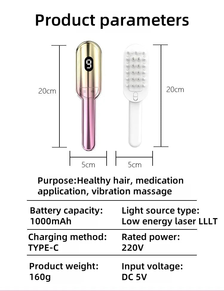 Laser hair comb Electric Vibration Massage Comb Red Light Therapy Hair Growth Massage Scalp Brush Liquid Oil Applicator
