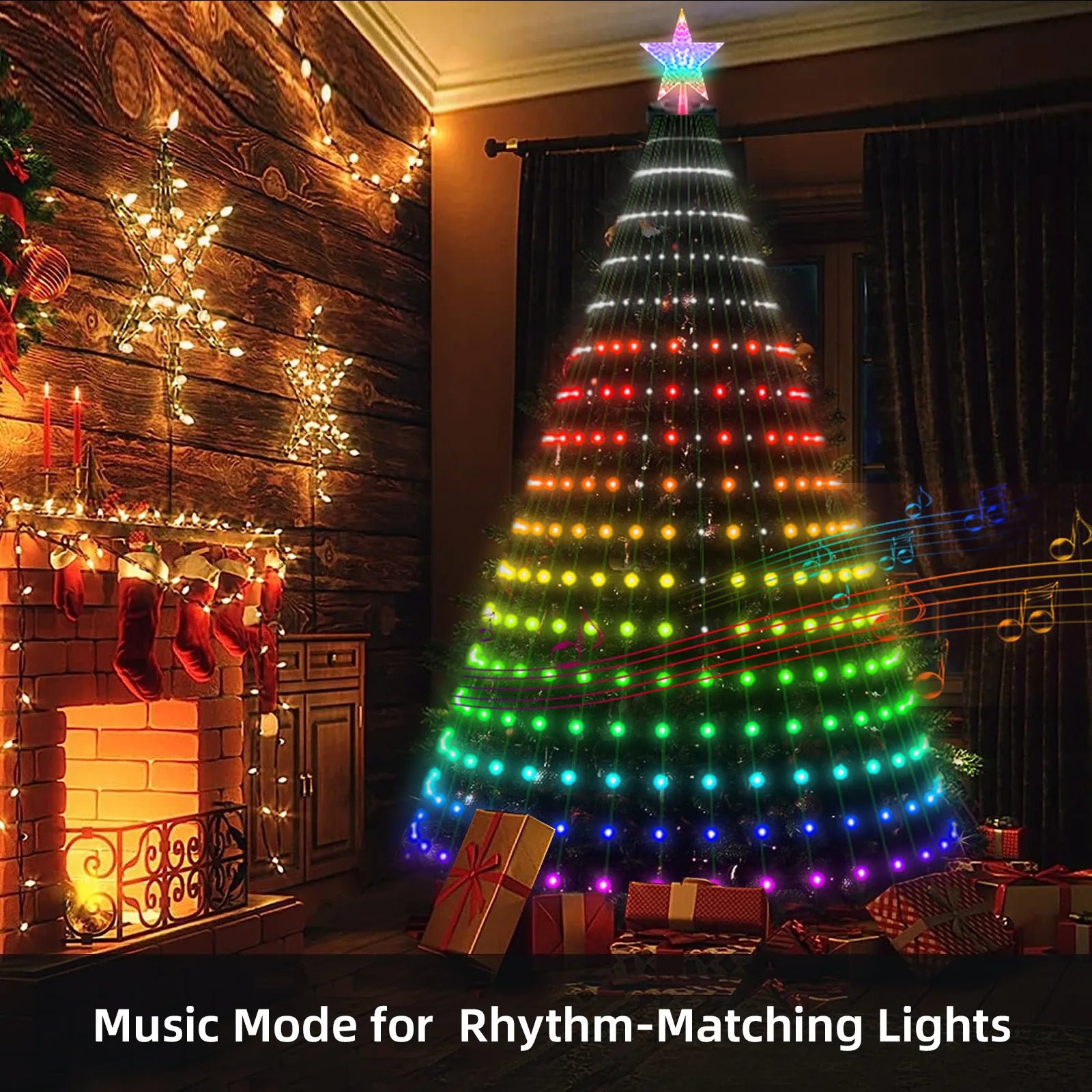 1.8/2.1m Smart APP Christmas Tree Star Lights RGB LED Fairy String Light DIY Picture Xmas Decoration Lighting for Home Holiday