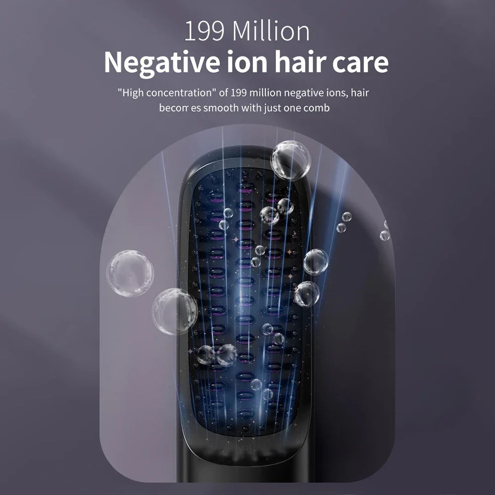 NEW Electric Ceramic Heating Straight Hair Comb Wireless Portable Negative Ion Styling Tool Rechargeable USB Straightening Brush