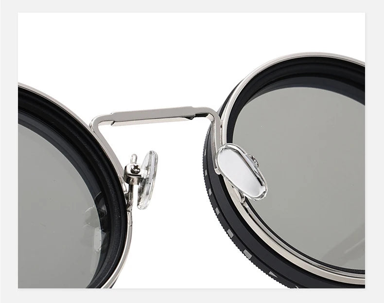 Polarized Round Sunglasses Men ND9 Adjustable Dimming Sun Glasses Women Retro Punk Fishing Eyeglasses Outdoor Shades UV400