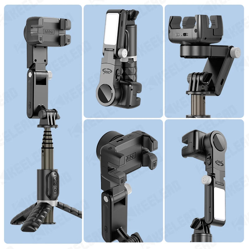 Q18 Desktop Following the shooting Mode Gimbal Stabilizer Selfie Stick Tripod with Fill Light for iPhone Cell Phone Smartphone
