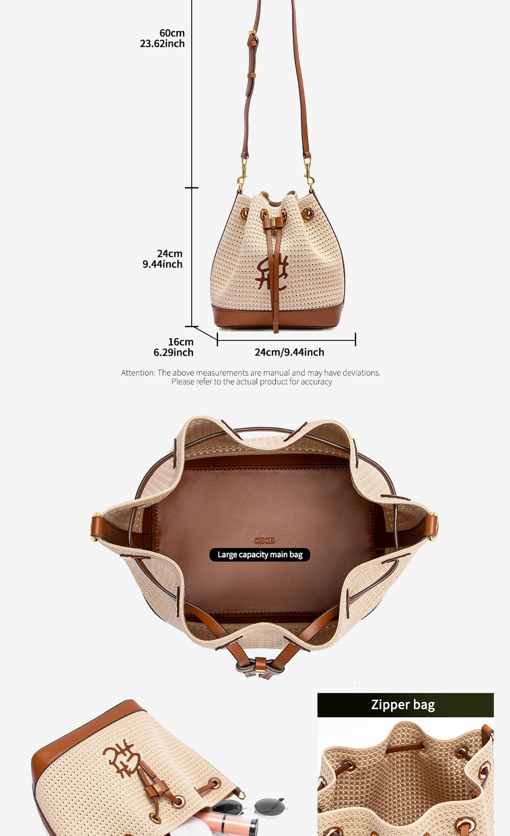 Women's Bucket Bag Vacation Style Women's Shoulder BagSpring New Fabric Splicing Design Handbag