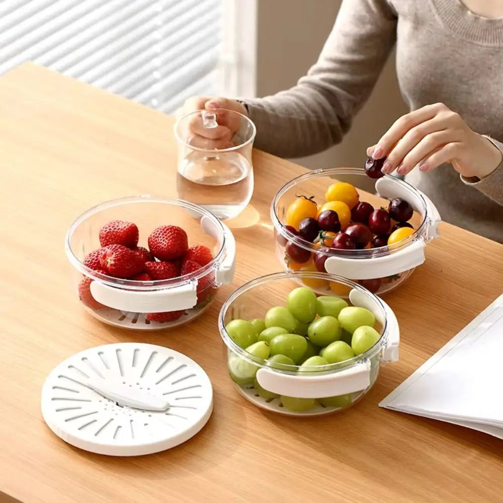 Folding Handle Rice Washing Drain Basket Multi-function with Lid Fruit Vegetable Washing Bowl 2 In 1 Plastic Fruit Strainer