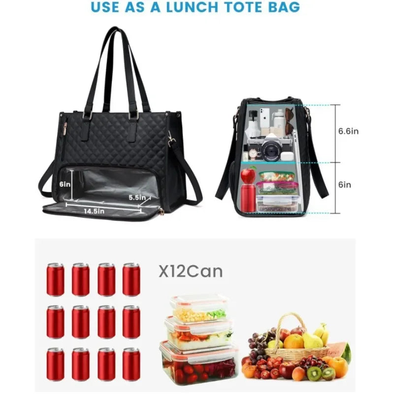 Women Bags Large Women Lunch Bags With Insulated Compartment Tote Bag with Leakproof Lunch Box Pocket Work Bag Handbag